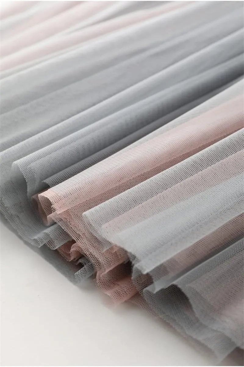 Women Skirt High Waist Lace Skirt A-Line Simple Elegant Mesh Tulle Midi Skirt Spring Autumn Women Skirts