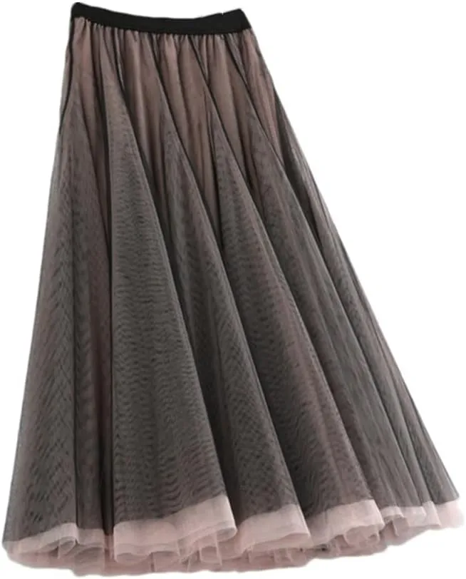 Women Skirt High Waist Lace Skirt A-Line Simple Elegant Mesh Tulle Midi Skirt Spring Autumn Women Skirts