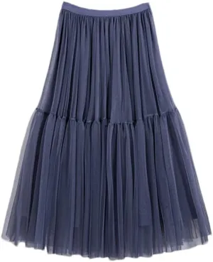 Women Skirt High Waist Lace Skirt A-Line Simple Mesh Tulle Midi Skirt Spring Autumn Woman Skirts