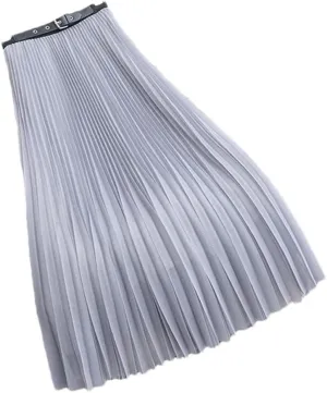 Women Skirt High Waist Mesh Pleated Midi Skirt A-Line Simple Skirt Spring Autumn Woman Skirts