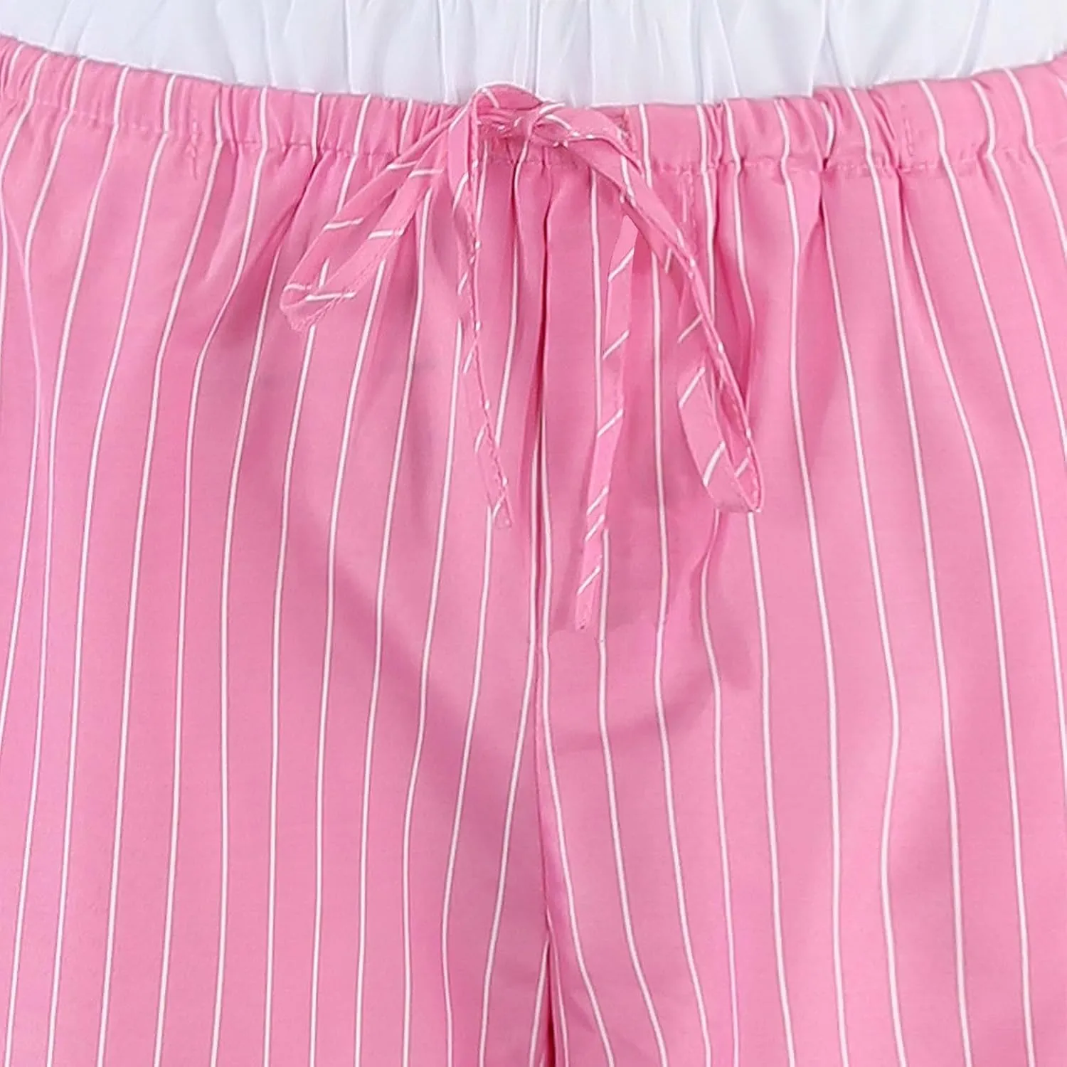 Women Striped Pants Fake Two-Piece High Waist Drawstring Straight Leg Trousers with Pockets