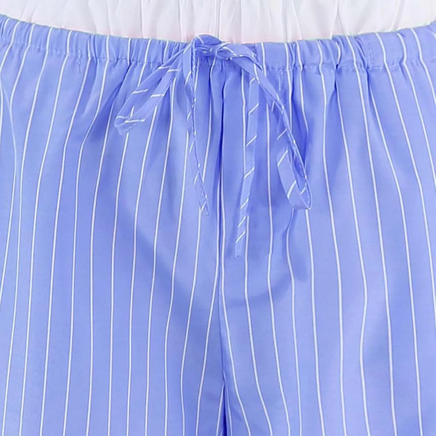 Women Striped Pants Fake Two-Piece High Waist Drawstring Straight Leg Trousers with Pockets