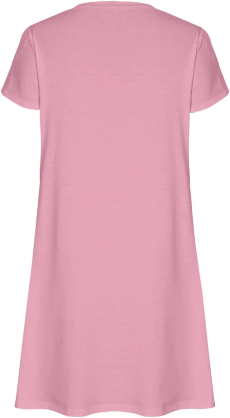 Women Summer Petal Sleeve Dress A-Line Mini Dresses Casual Floral T-Shirt Dress Flowy Beach Short Sundress with Pocket