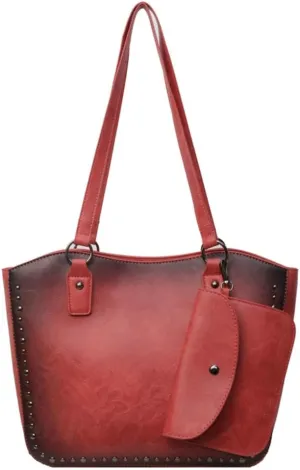 Women Vintage Tote Bag Purse Set Chic Shoulder Top Handle Handbag Faux Leather Hobo Bag