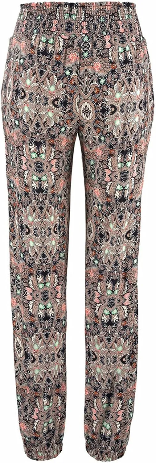 Women Wide Leg High Waist Drawstring Palazzo Pants Casual Summer Flowy Boho Beach Harem Slacks Printed Linen Trousers