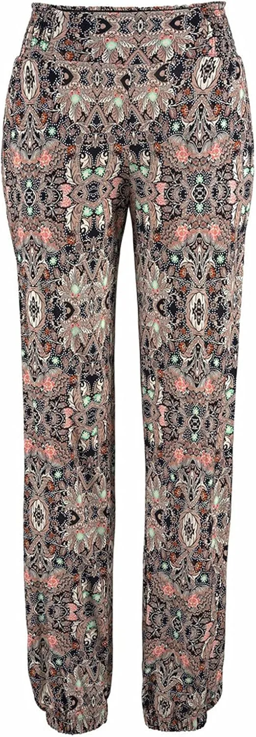 Women Wide Leg High Waist Drawstring Palazzo Pants Casual Summer Flowy Boho Beach Harem Slacks Printed Linen Trousers