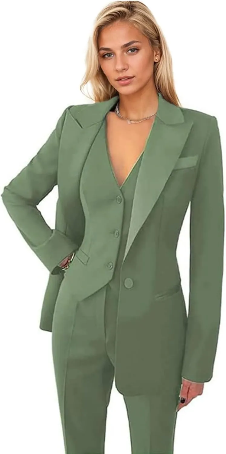 Women's 3 Pieces Pants Suit Office Lady Suit Blazer Vest Pants Business Suit Casual for Women Tuxedo Suits Set