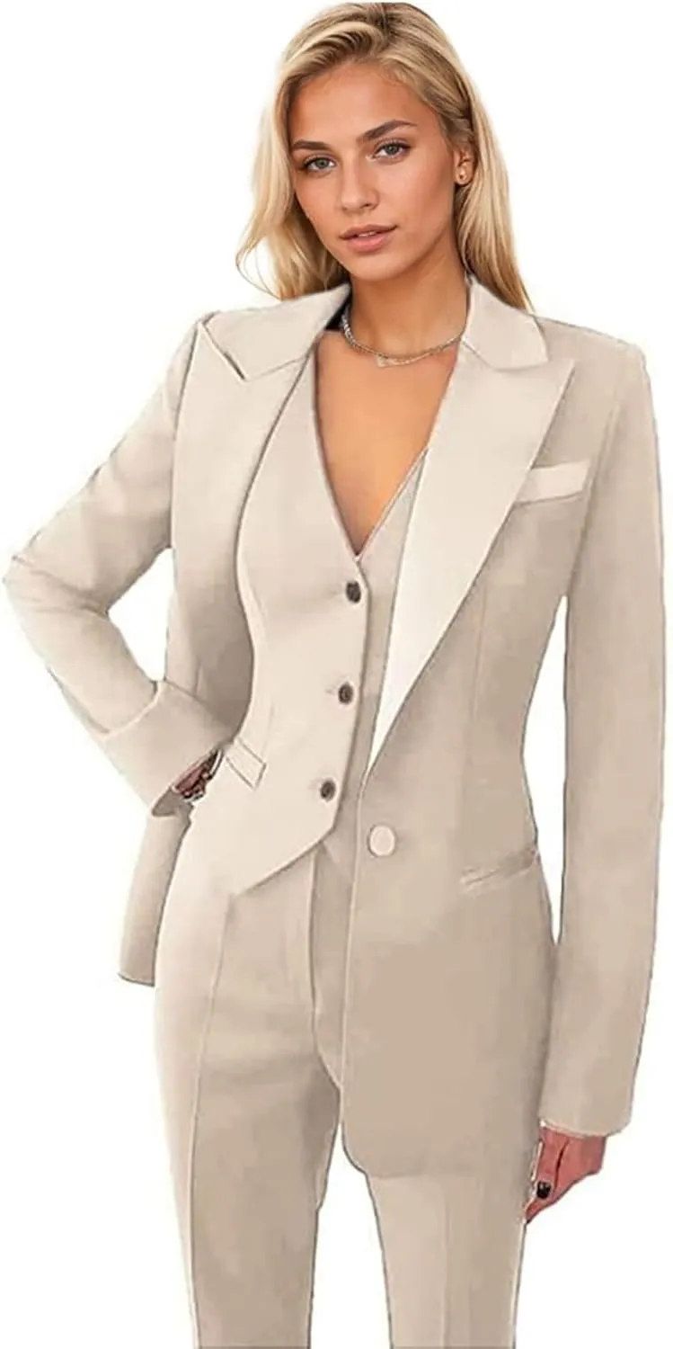 Women's 3 Pieces Pants Suit Office Lady Suit Blazer Vest Pants Business Suit Casual for Women Tuxedo Suits Set