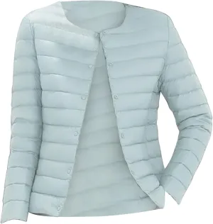 Women'S 90 White Duck Down Lightweight Round Neck V Neck Can Be Changed Short Slim Fit Warm Jacket Long