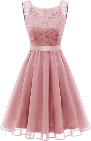 Women's Bridesmaid Dress 2024 Short Prom Dress Ruffle Wedding Guest Cocktail Dress Lace Floral Homecoming Dresses