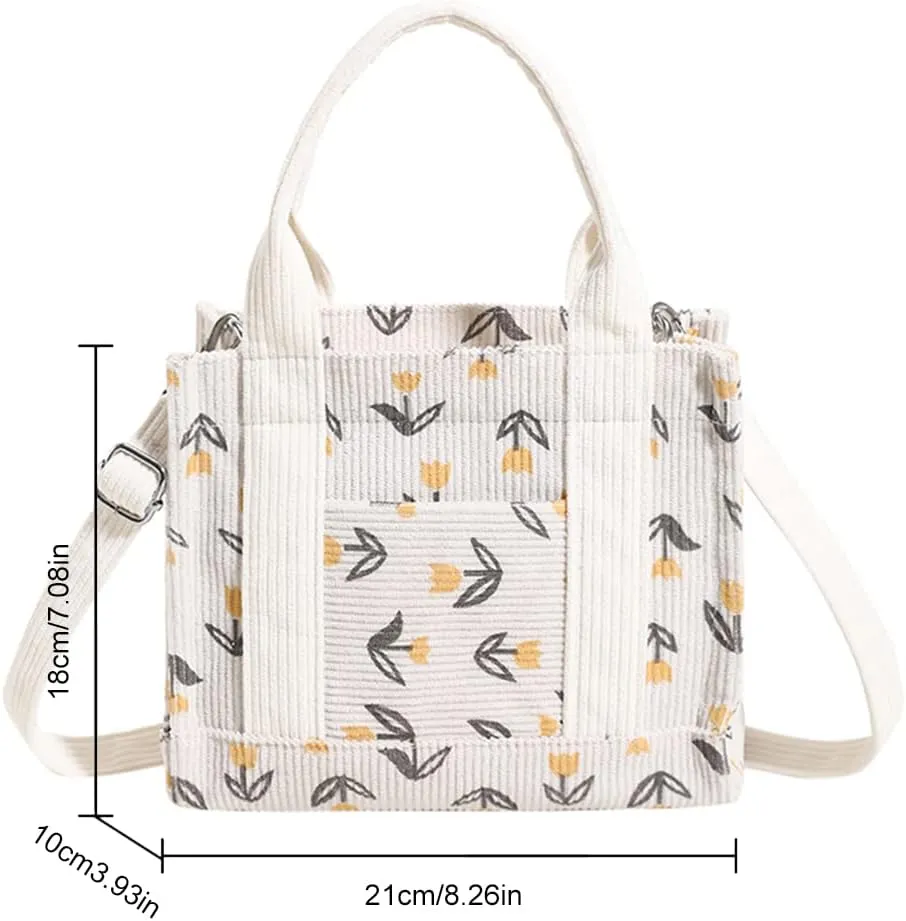 Women's Canvas Tote Bags Large Capacity Messenger Bag Durable Multi-Pocket Shoulder Hobo Bag