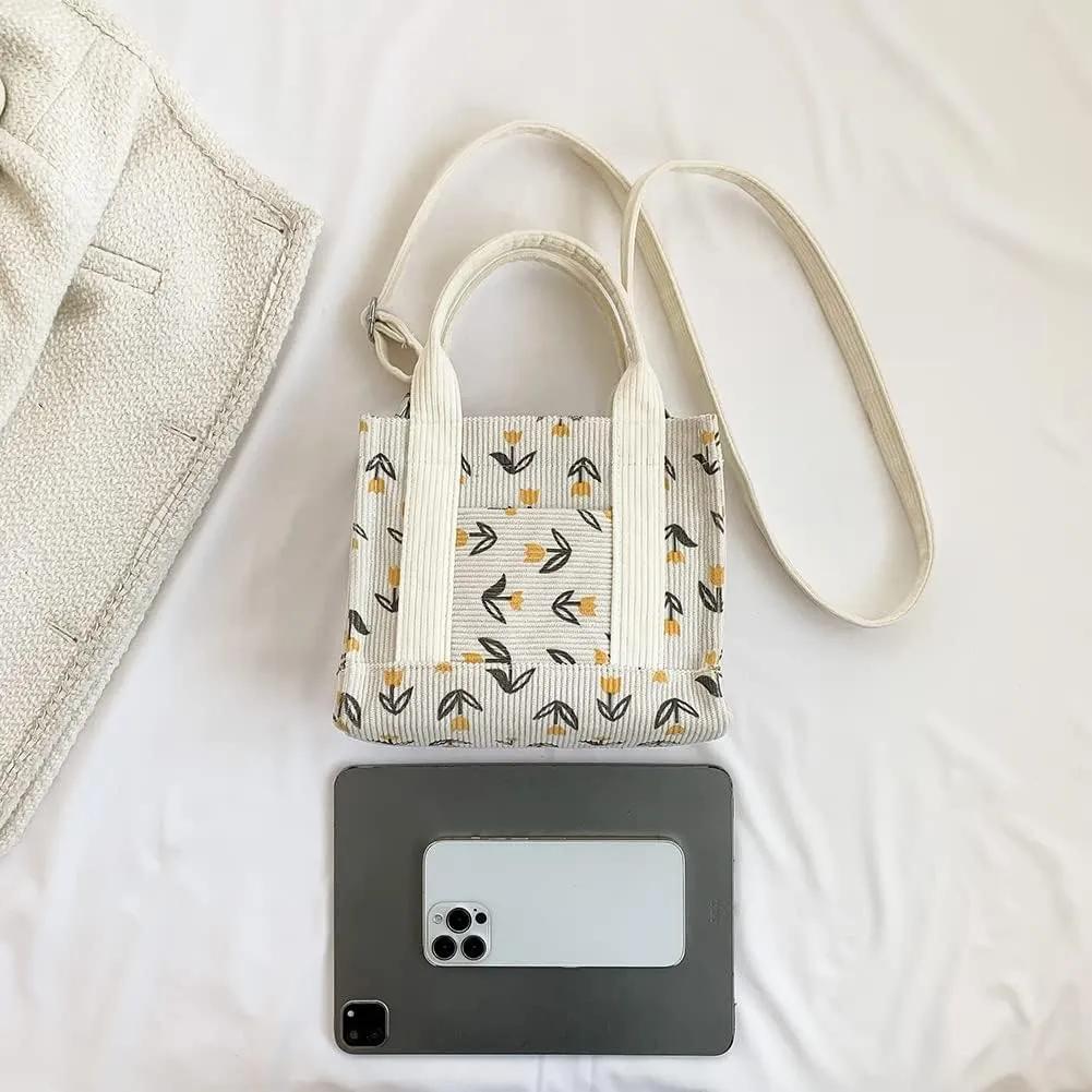 Women's Canvas Tote Bags Large Capacity Messenger Bag Durable Multi-Pocket Shoulder Hobo Bag