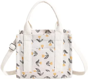 Women's Canvas Tote Bags Large Capacity Messenger Bag Durable Multi-Pocket Shoulder Hobo Bag