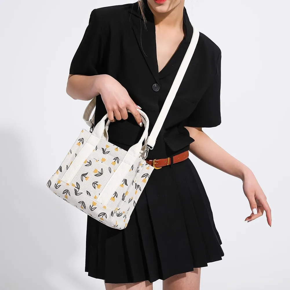 Women's Canvas Tote Bags Large Capacity Messenger Bag Durable Multi-Pocket Shoulder Hobo Bag