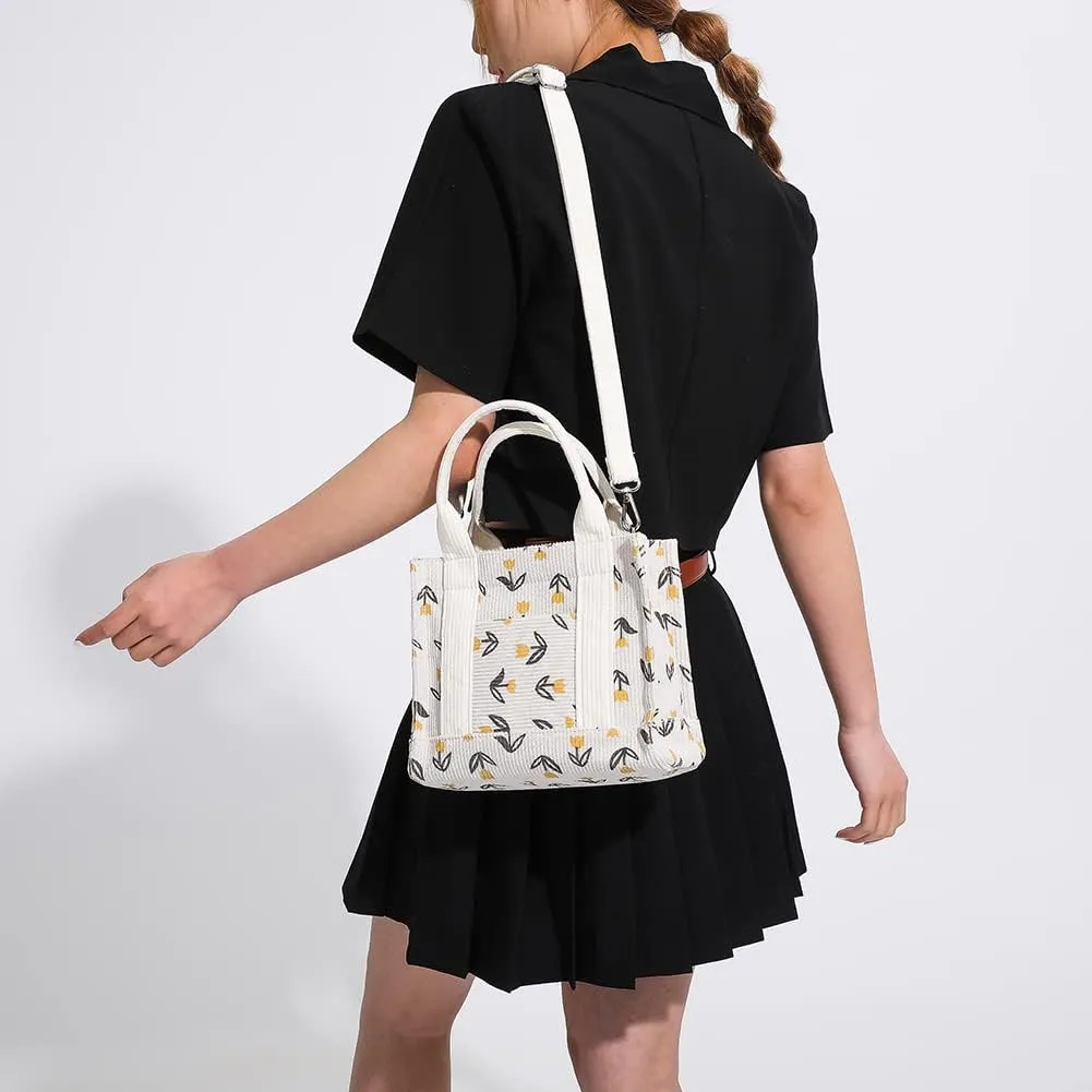 Women's Canvas Tote Bags Large Capacity Messenger Bag Durable Multi-Pocket Shoulder Hobo Bag