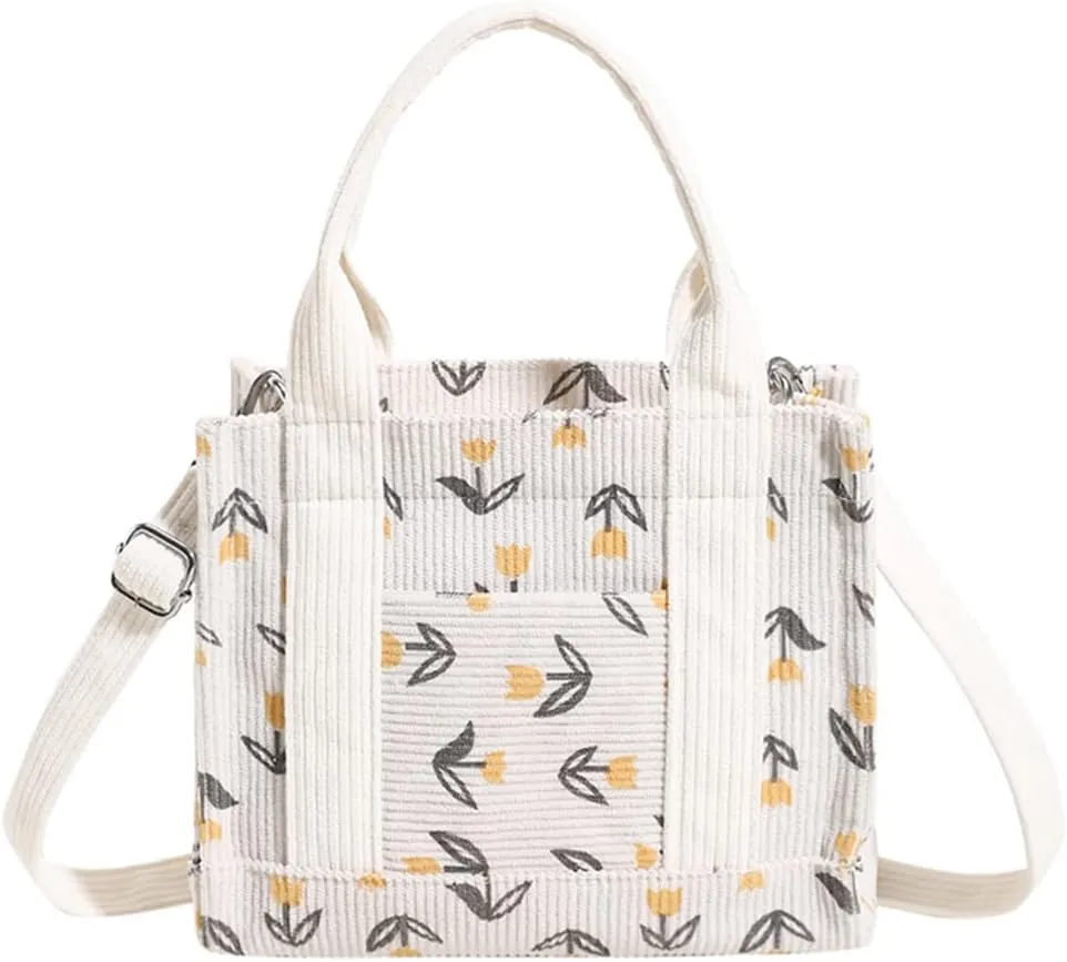 Women's Canvas Tote Bags Large Capacity Messenger Bag Durable Multi-Pocket Shoulder Hobo Bag