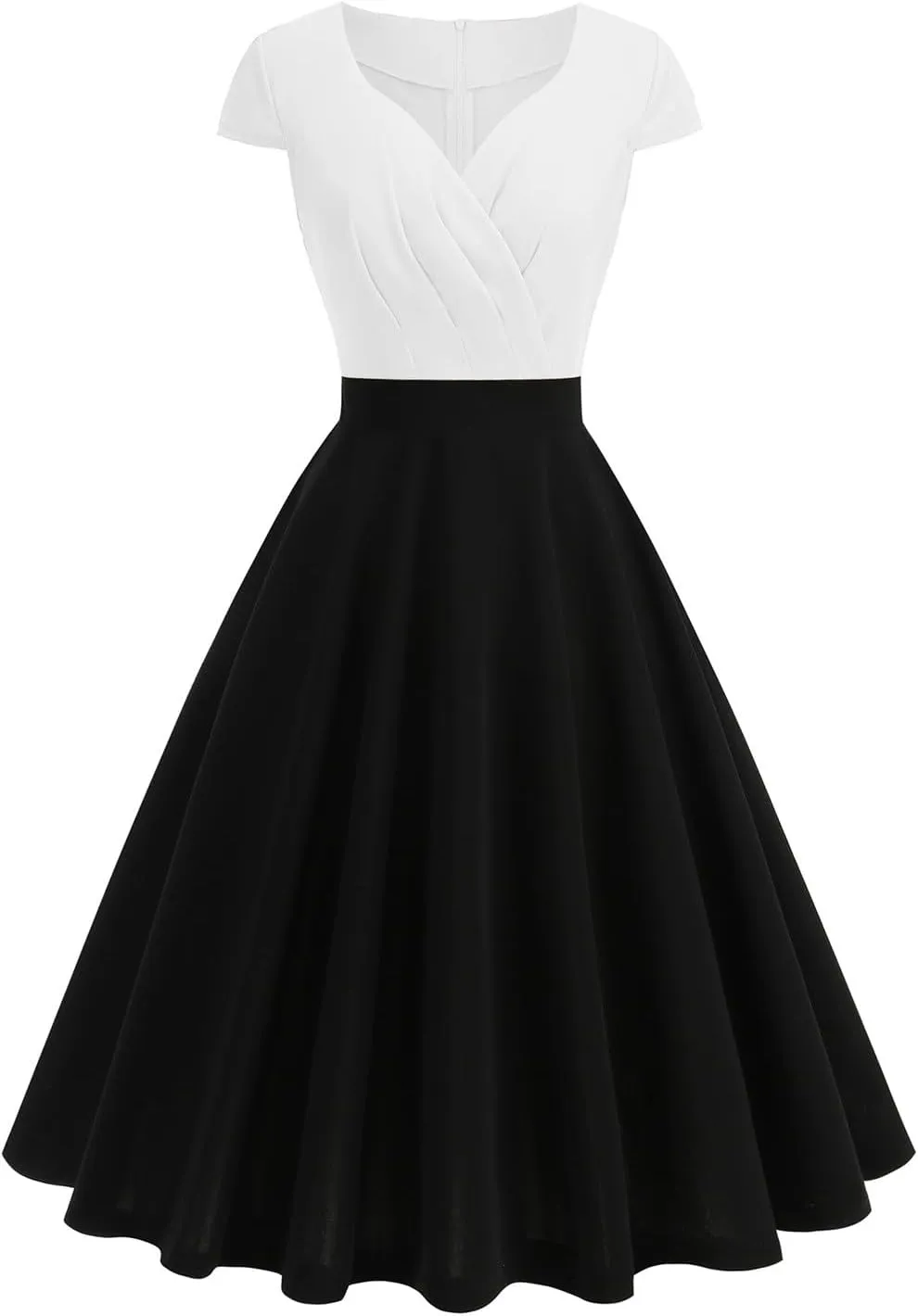Women's Cap Sleeve Swing A Line Vintage 1950s Cocktail Dress Retro Midi Pleated Dresses 60s Elegant Evening Prom Gowns