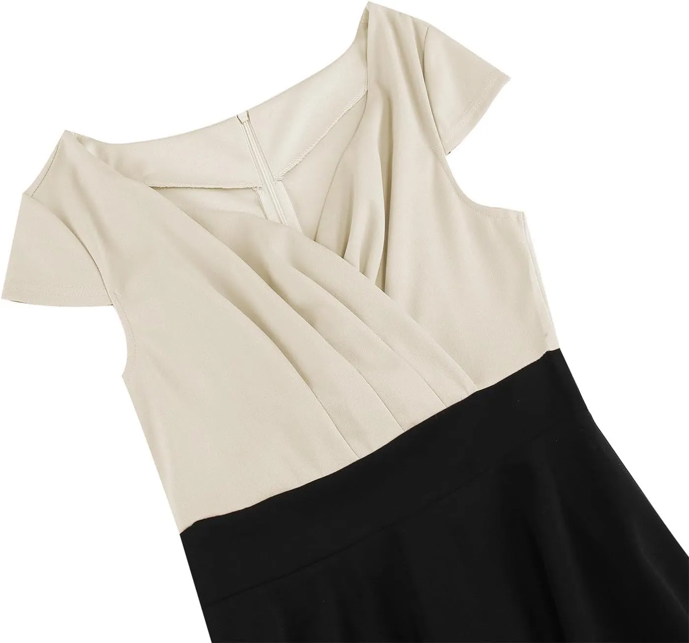 Women's Cap Sleeve Swing A Line Vintage 1950s Cocktail Dress Retro Midi Pleated Dresses 60s Elegant Evening Prom Gowns