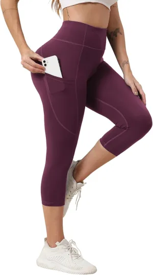 Women's Capri Yoga Pants with Pockets Essential High Waisted Legging for WorkoutSport Pants Running Pants for Women