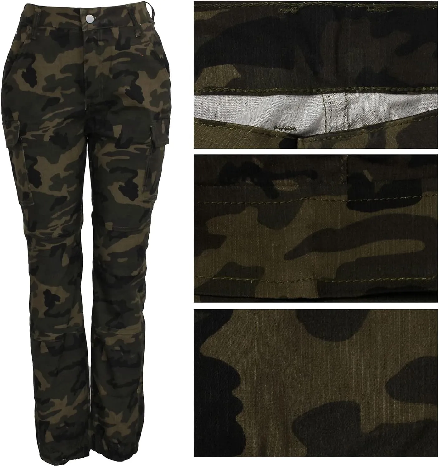 Women's Cargo Jogger Camo Pants with Pockets High Waist Slim Casual Tapered Camouflage Combat Hiking Pants