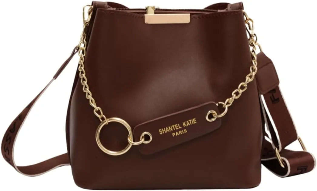 Women's Chic Large Capacity Bucket Bag - Fashionable Wide Strap, Pure Color Design, Travel & Daily Commute
