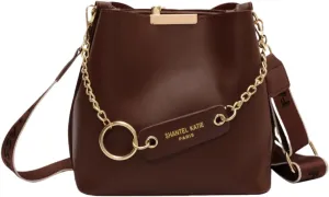 Women's Chic Large Capacity Bucket Bag - Fashionable Wide Strap, Pure Color Design, Travel & Daily Commute