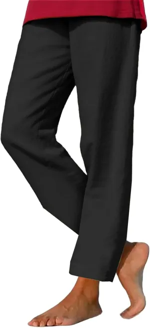 Womens Cotton Linen Pants Casual Summer 2025 Straight Loose High Waisted Drawstring Elastic Pant Beach Daily Trouser