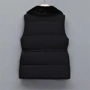 Women's Down Cotton-Padded Vest Jacket Sleeveless Suit Collar Waist Waistcoat Short Coat Tops(Khaki,Medium)