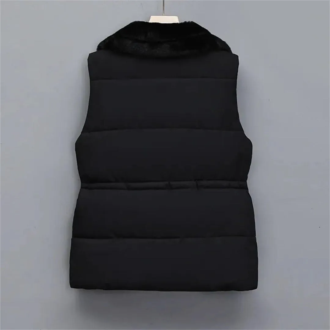 Women's Down Cotton-Padded Vest Jacket Sleeveless Suit Collar Waist Waistcoat Short Coat Tops(Khaki,Medium)
