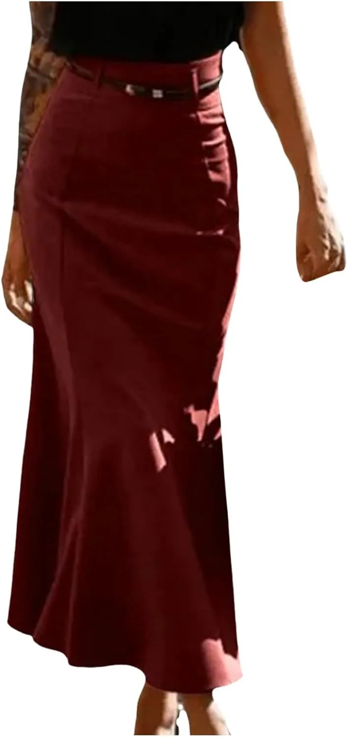 Womens Elegant Vintage Velvet Midi Skirt Flowy Panel Design Pleated Renaissance Maxi Skirt