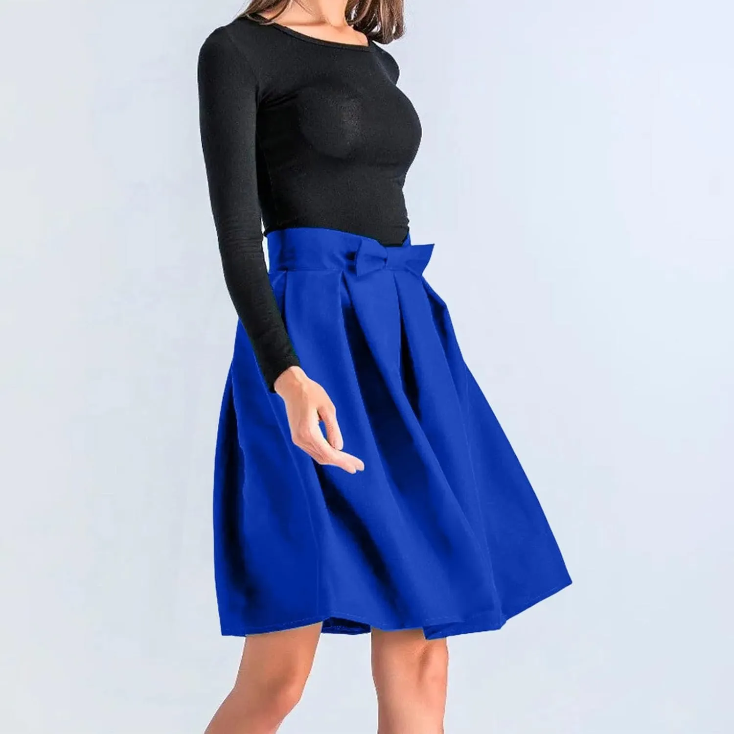 Womens Elegant Vintage Velvet Midi Skirt Flowy Panel Design Pleated Renaissance Maxi Skirt