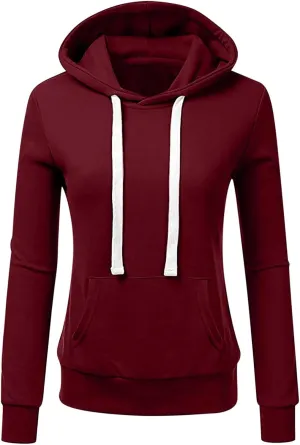 Womens Fleece Oversized Hoodie Solid Casual Long Sleeve Drawstring Pockets Hood Pullover Top Sweatshirts