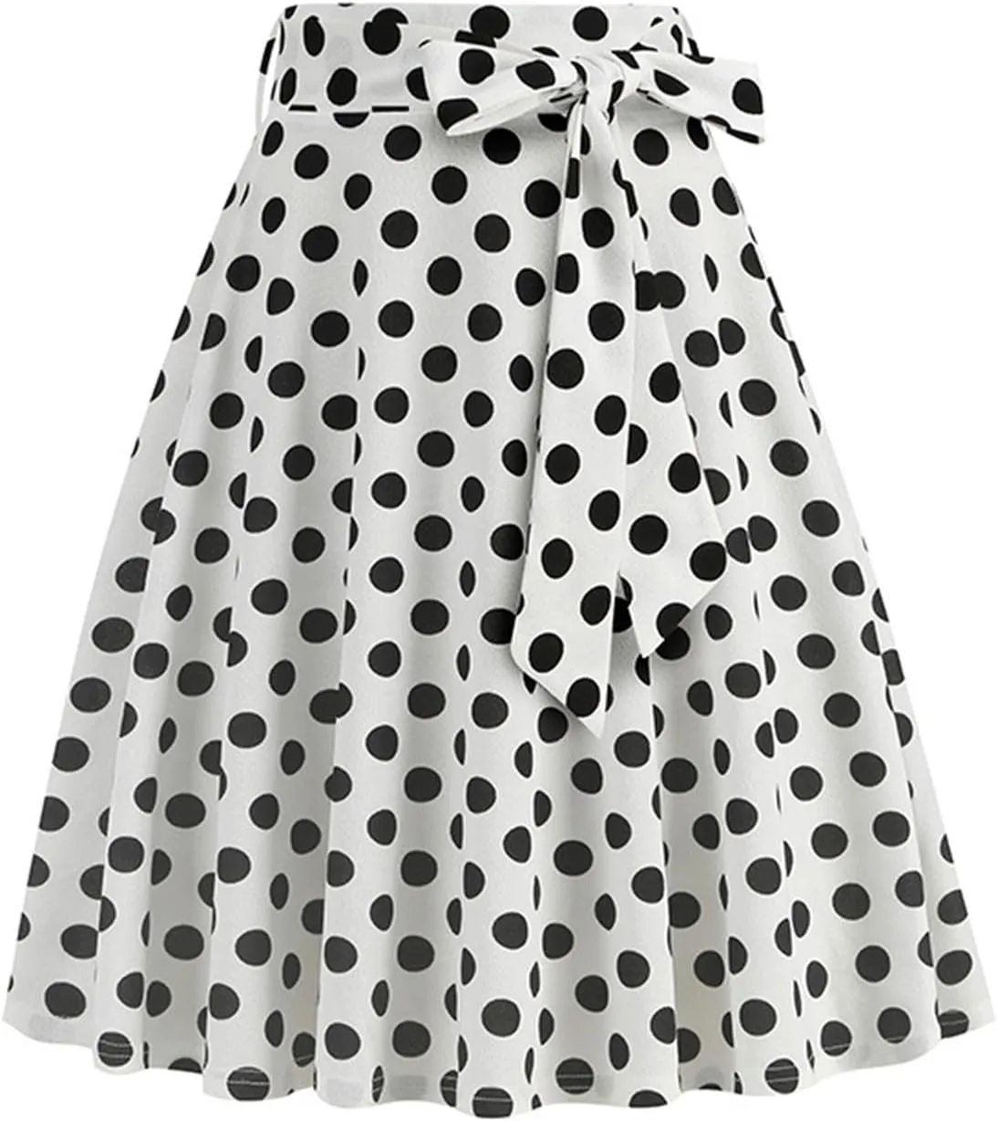 Womens High Waist Polka Dot Pleated Skirt Midi Swing Skirt with Belt A-Line Pleated Vintage Skirts for Women 2024