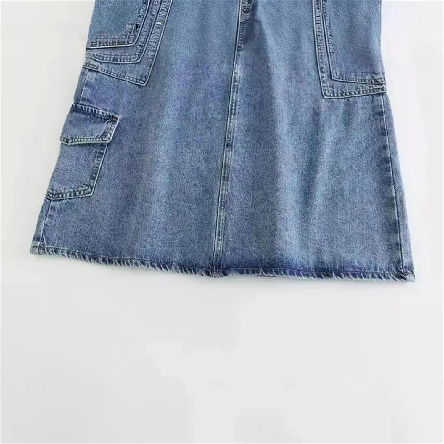 Women's Korean Retro High Waisted Cargo Denim Skinny Fit Skirt Fashion Buttons Zipper A Line Y2k Skirts