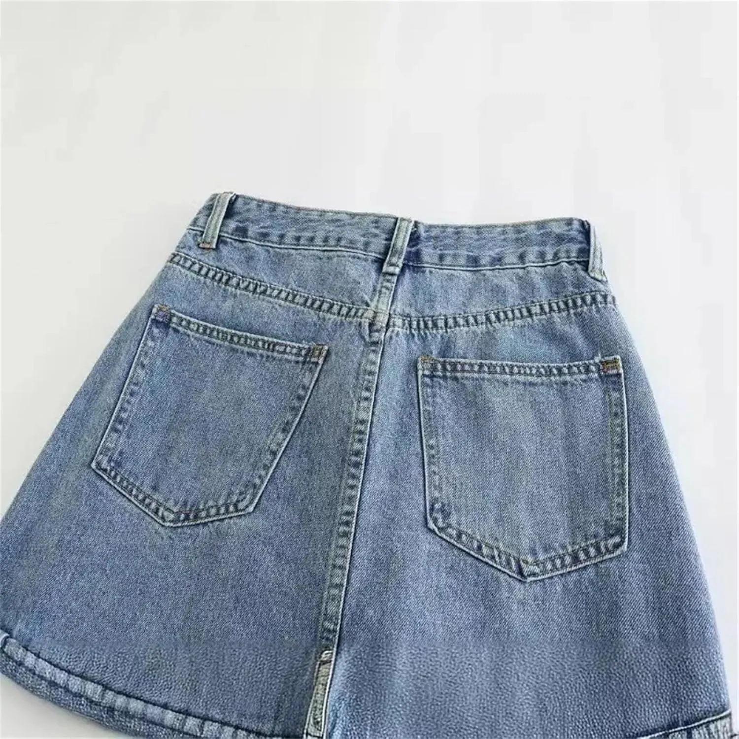 Women's Korean Retro High Waisted Cargo Denim Skinny Fit Skirt Fashion Buttons Zipper A Line Y2k Skirts