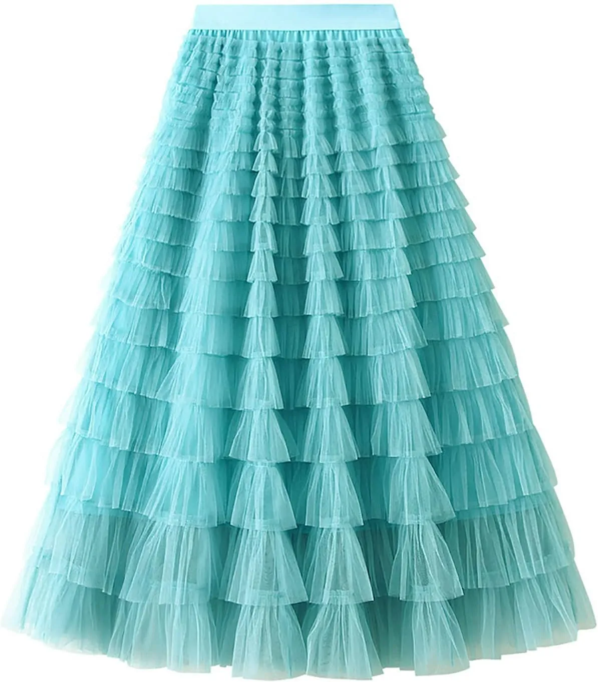 Women's Long Maxi Tulle Skirts A Line Ruffle High Waisted Tiered Layered Mesh Tutu Skirt Petticoat Costumes