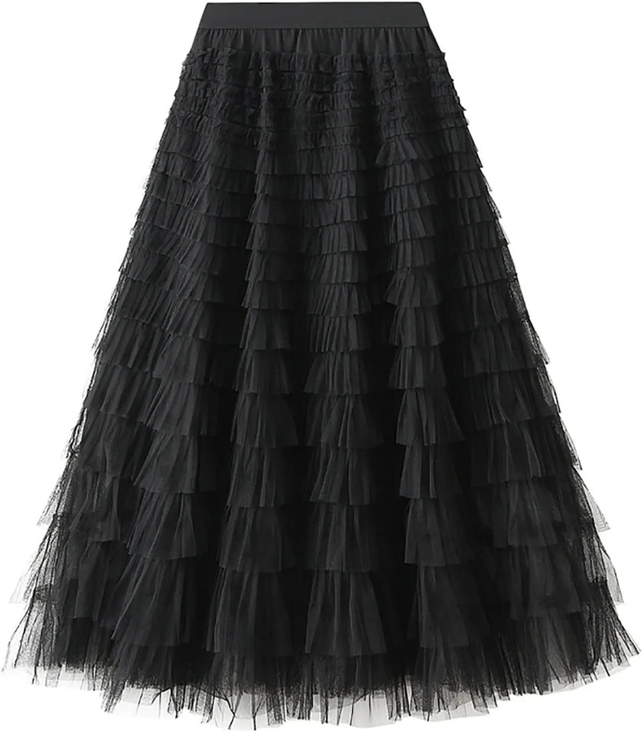 Women's Long Maxi Tulle Skirts A Line Ruffle High Waisted Tiered Layered Mesh Tutu Skirt Petticoat Costumes