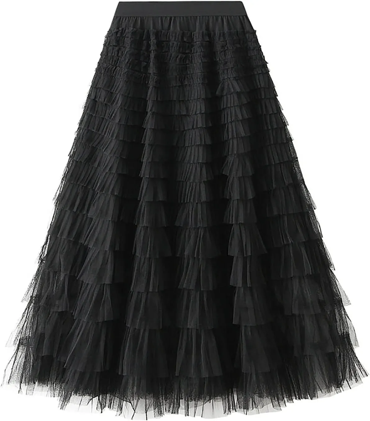 Women's Long Maxi Tulle Skirts A Line Ruffle High Waisted Tiered Layered Mesh Tutu Skirt Petticoat Costumes