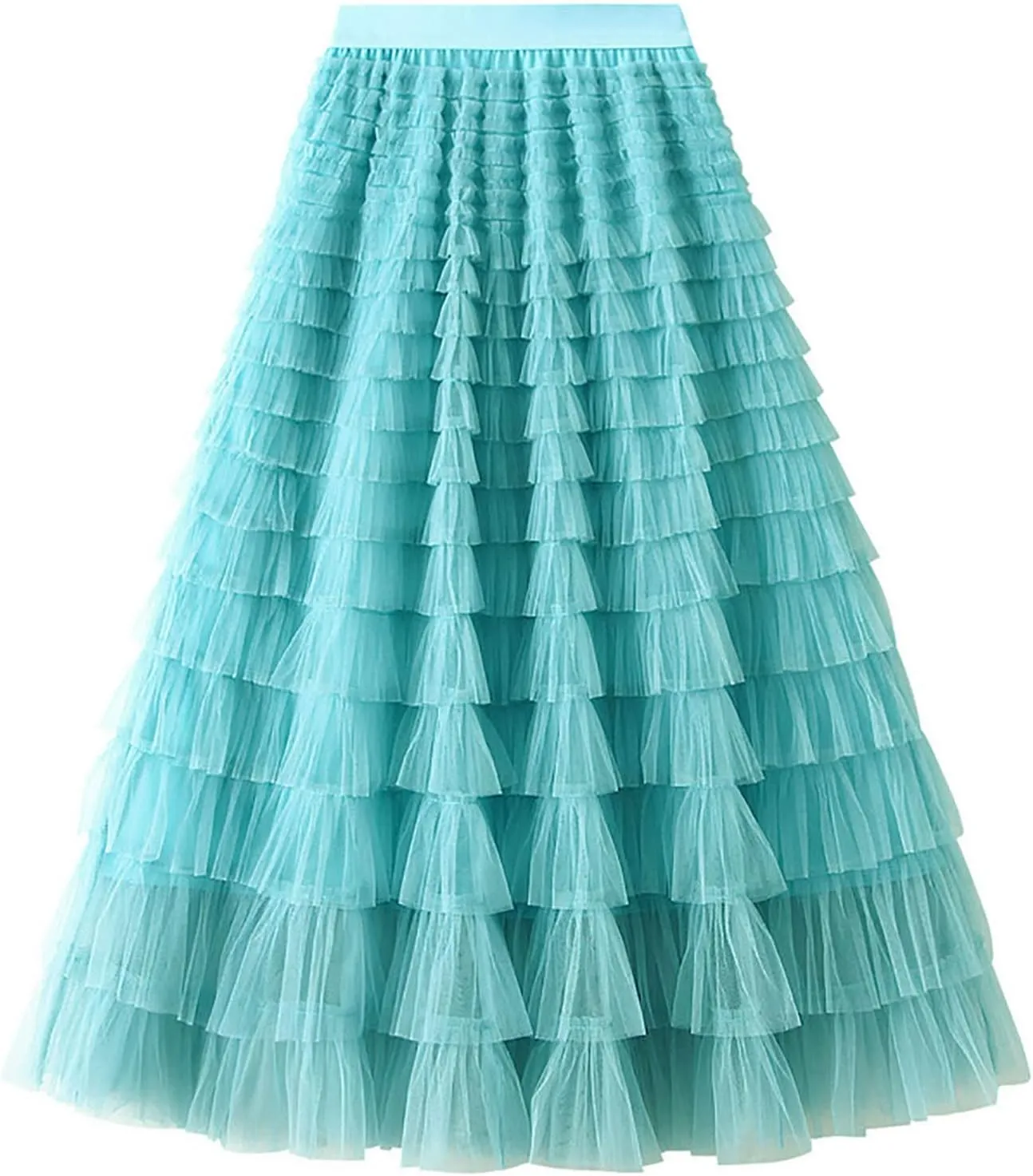 Women's Long Maxi Tulle Skirts A Line Ruffle High Waisted Tiered Layered Mesh Tutu Skirt Petticoat Costumes