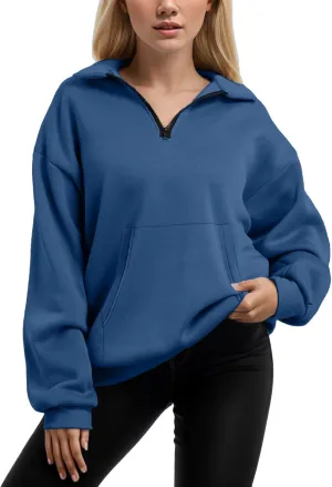 Womens Oversized Sweatshirts Half Zip Pullover Long Sleeve Fall Tops Fashion 2023 Y2k Quarter Zipper Shirt Blouse