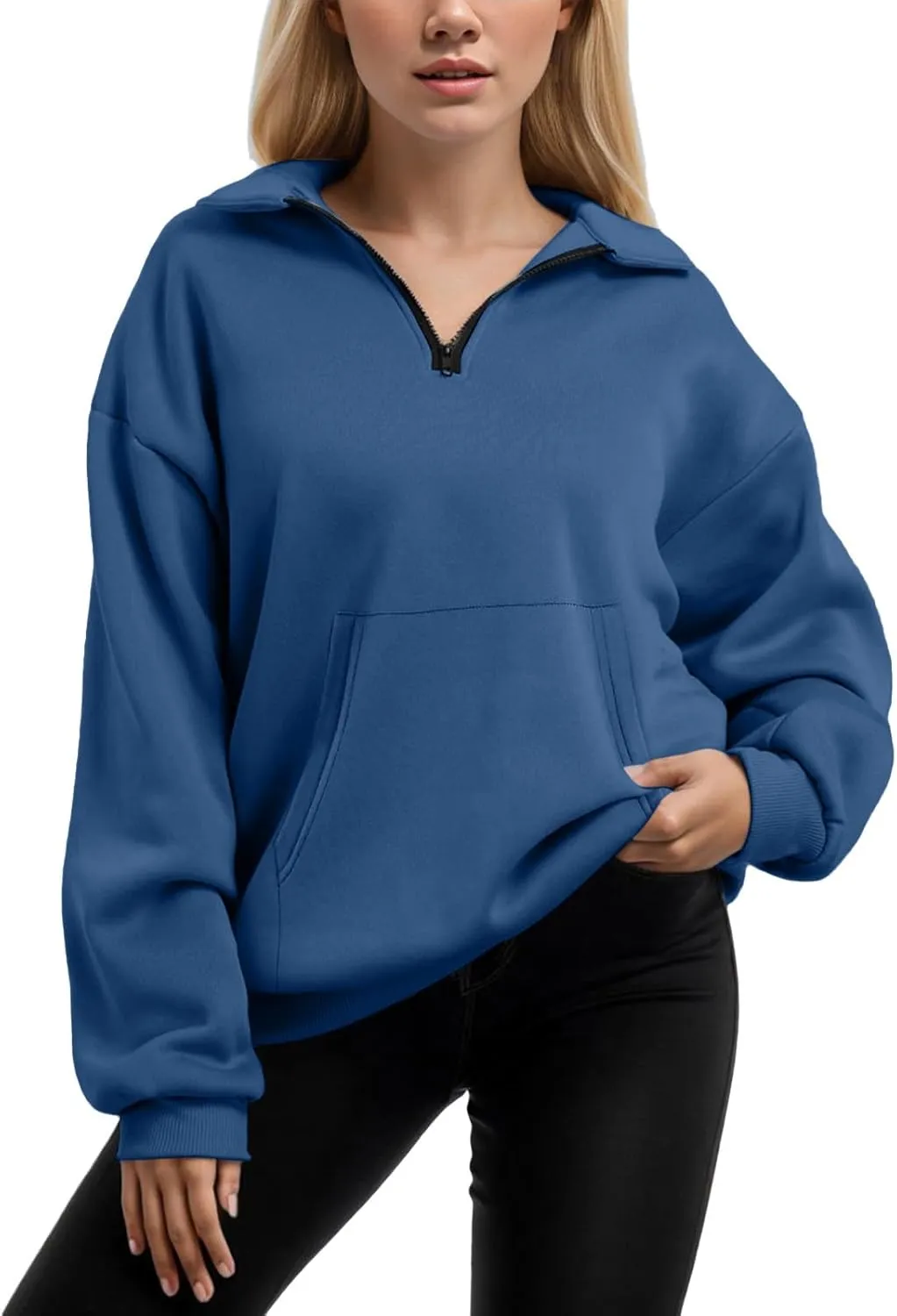 Womens Oversized Sweatshirts Half Zip Pullover Long Sleeve Fall Tops Fashion 2023 Y2k Quarter Zipper Shirt Blouse