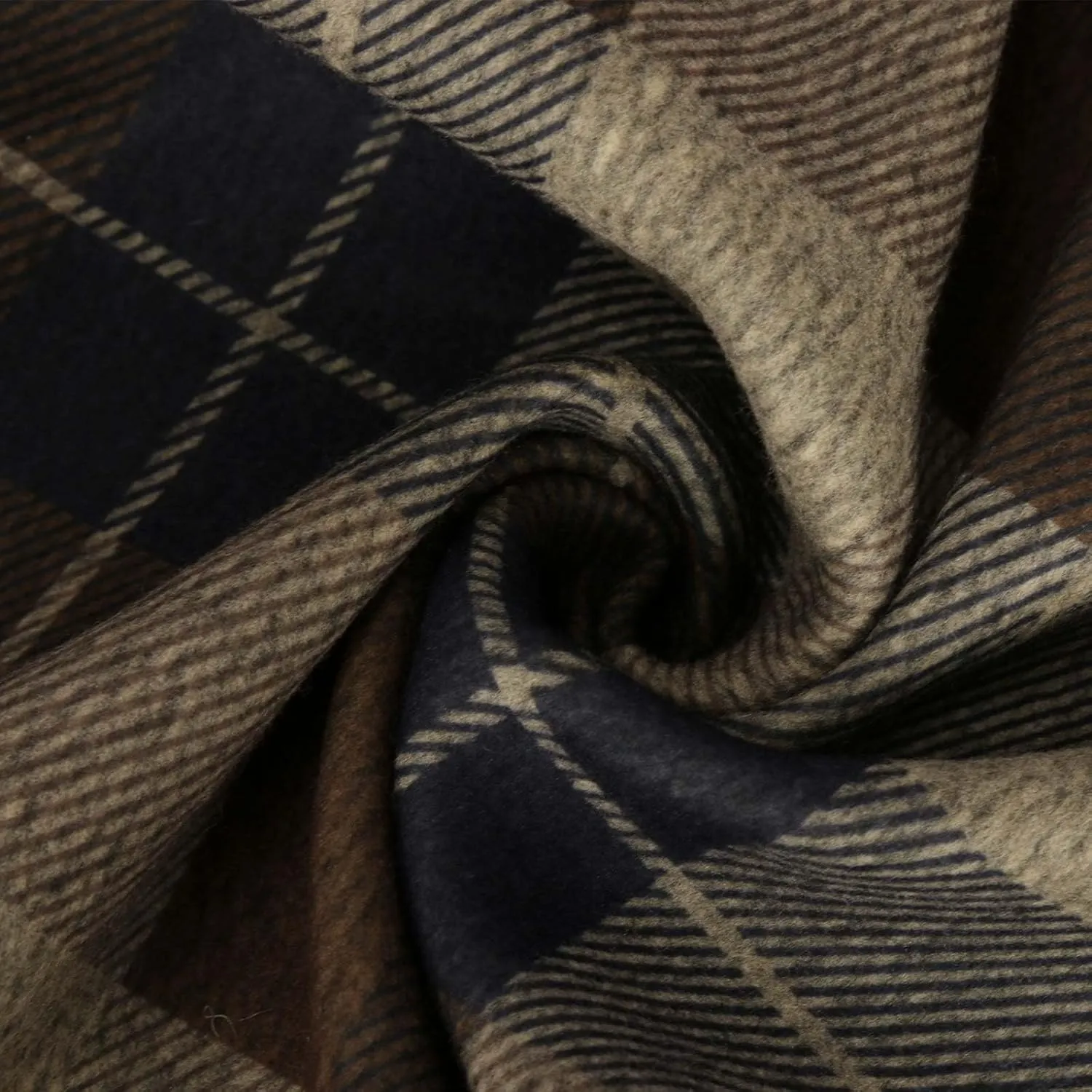 Womens Plaid Wool Skirts Elastic Waist A-Line Pleated Tartan Long Skirts Winter Warm Flare Retro Woolen Maxi Skirts
