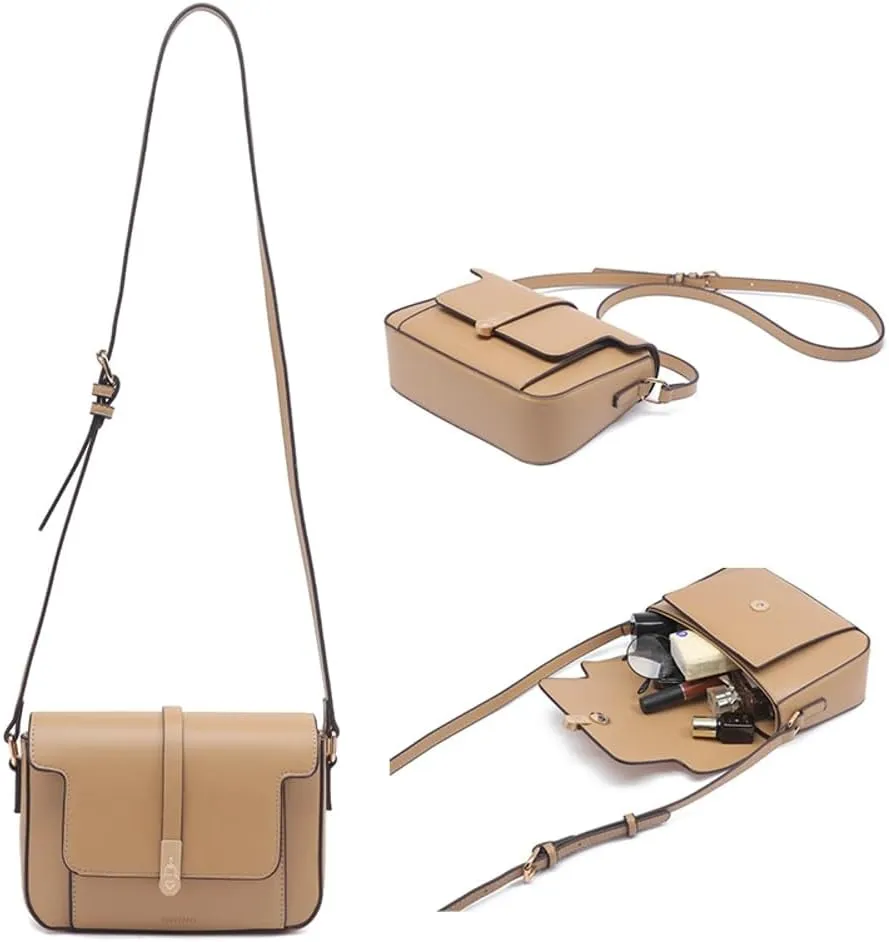 Women's PU Leather Satchel Purse Vintage Small Crossbody Messenger Bag Chic Phone Shoulder Bag Elegant Clutch Handbag