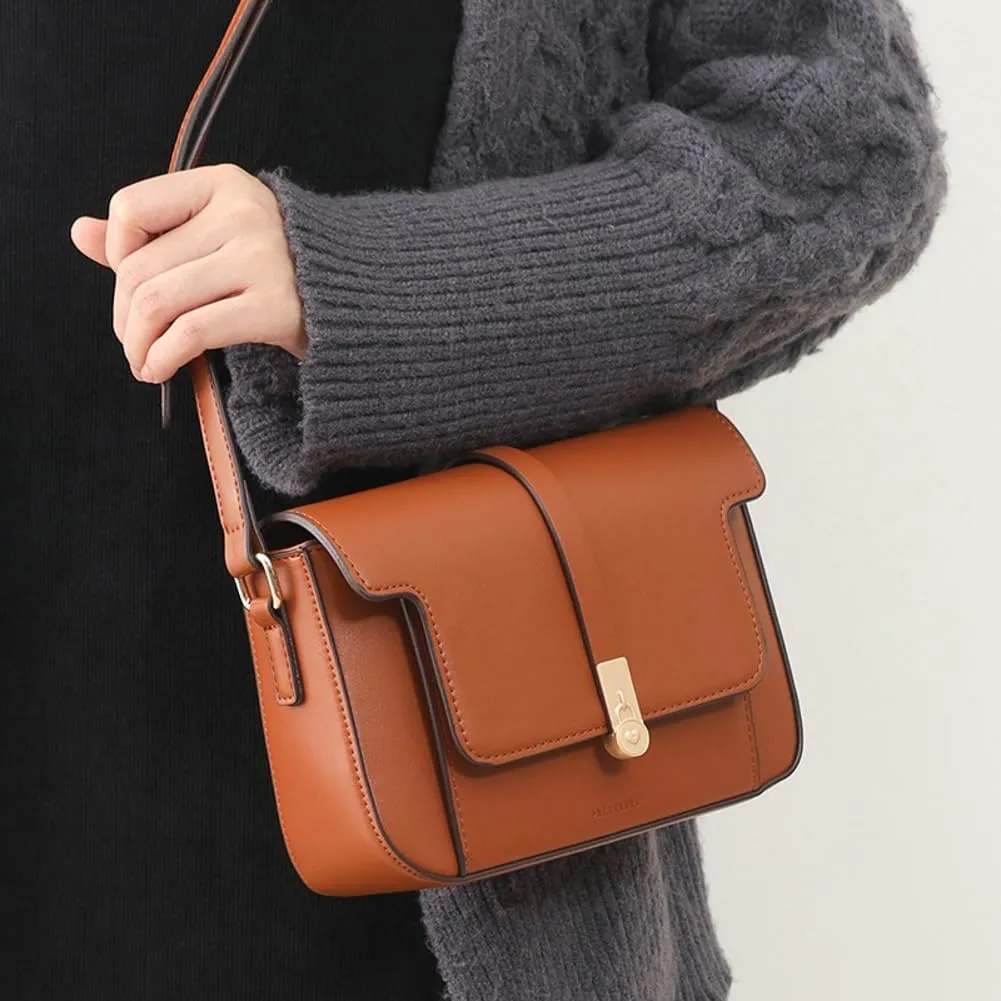 Women's PU Leather Satchel Purse Vintage Small Crossbody Messenger Bag Chic Phone Shoulder Bag Elegant Clutch Handbag