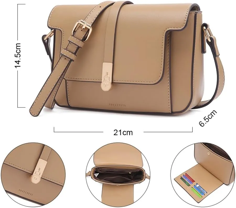 Women's PU Leather Satchel Purse Vintage Small Crossbody Messenger Bag Chic Phone Shoulder Bag Elegant Clutch Handbag