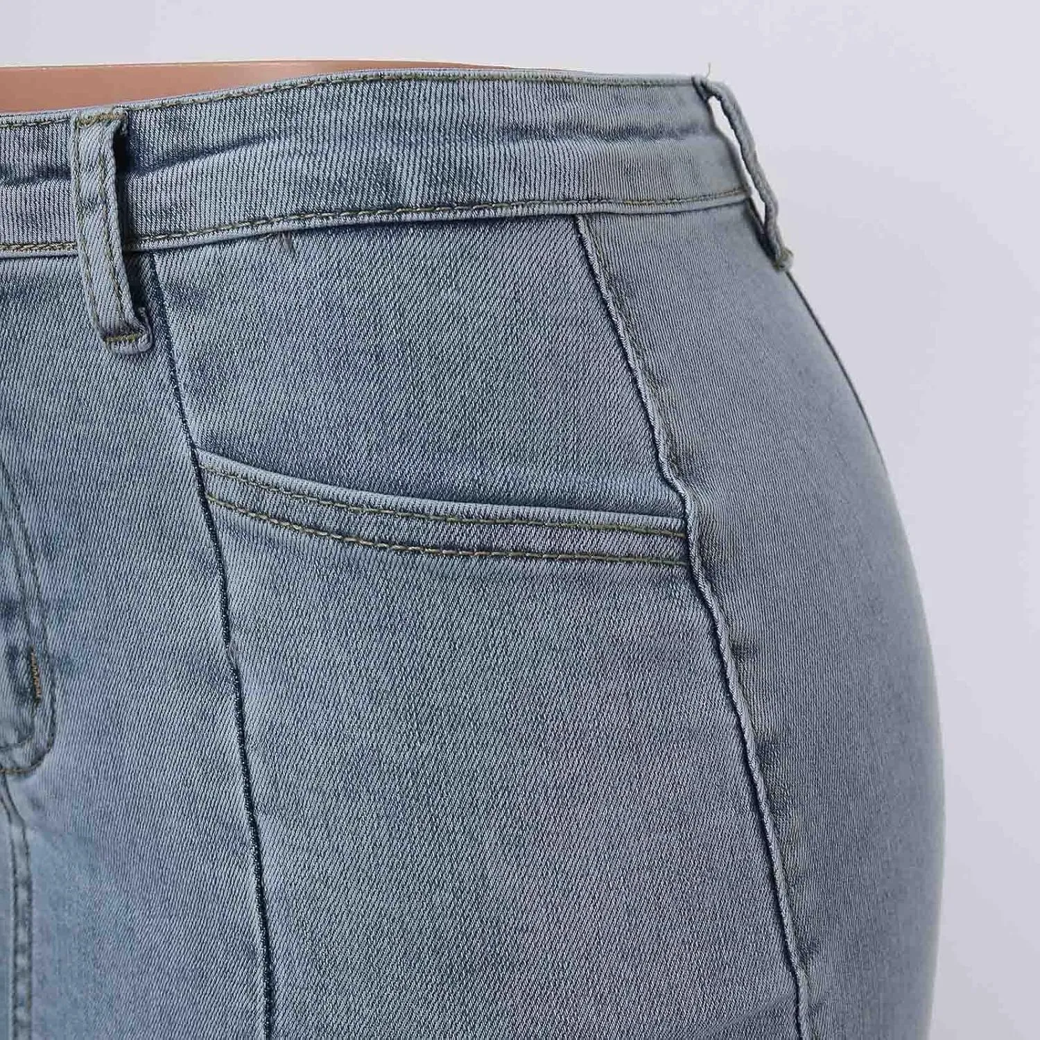Women's Retro Exposure Button/Zipper-Fly Full Length A-Line Fishtail Maxi Long Washed Denim Jean Skirt Split Hem Skirts