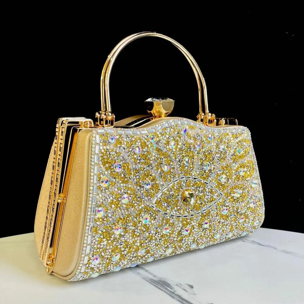 Womens Rhinestone Evening Clutch Chic Glitter Crossbody Purse with Chain Handbag Shoulder Bag for Wedding Party