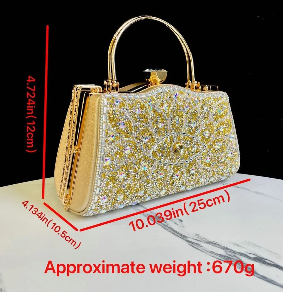 Womens Rhinestone Evening Clutch Chic Glitter Crossbody Purse with Chain Handbag Shoulder Bag for Wedding Party
