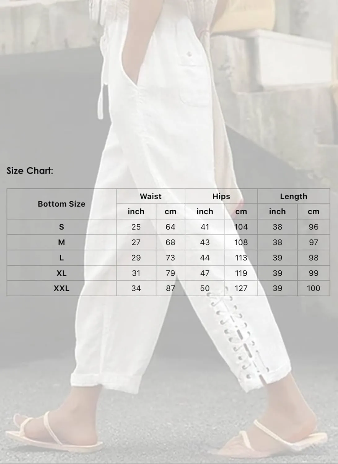 Women's Simple White Elastic Drawstring Waistband Pants Cross Tie Solid Pocket Loose Casual Travel Harem Pants