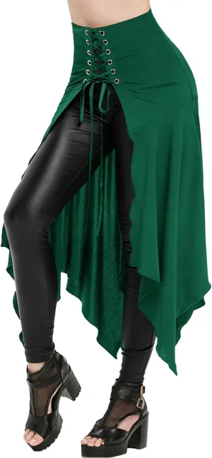 Women's Steampunk Gothic Vintage Victorian Gypsy Hippie Party Skirt Open Front Overskirt Halloween Costume Cosplay